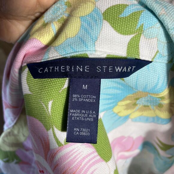 Catherine Stewart Womens Denim Jean Floral Print Jacket Sz M Multicolor - Picture 7 of 7